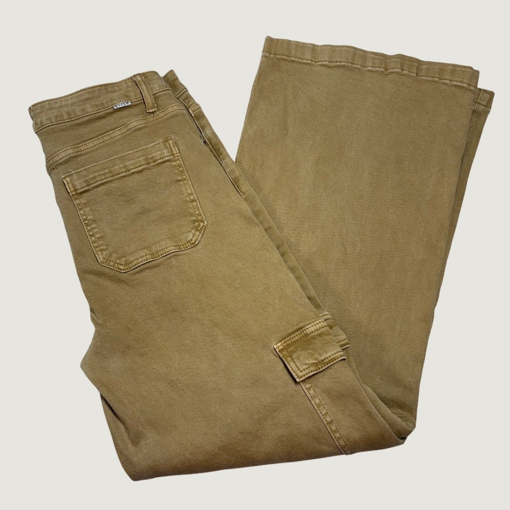 Risen Jeans Cargo Pants Womens 13/31 Tan Wide Leg High Rise Utility FP-RDP5488